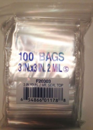Inventory Reduction Sale!  100 Clear 3&#034;x 3&#034; Ziplock Bags 2 Mil Food Safe Bags