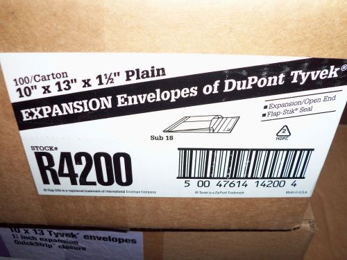 100/Carton -Dupont Tyvek- 10&#034;x13&#034;x1-1/2&#034; Plain Expansion Envelopes