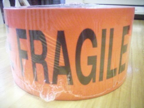 3x5 &#034;fragile&#034; black/fl red (orange) roll of 500 labels stickers for sale