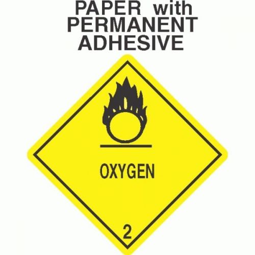 Oxygen Class 2 Paper Labels D.O.T. 4X4 (ROLL OF 500)