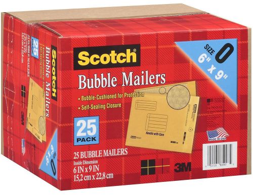 25 Scotch Bubble Mailers 6x9 Size 0 Envelopes Self-Seal Shipping Packing Yellow