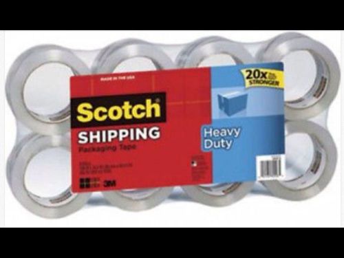 Scotch Heavy Duty Clear Shipping Tape,8 Rolls 1.88&#034; x 54.6Yd Holiday Packaging