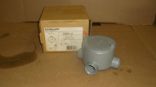 HUBBELL KILLARK GRR-2 OUTLET BOX, SIZE 3/4&#034;,W/ BLANK COVER AND 5 HUBS,NEW-IN BOX