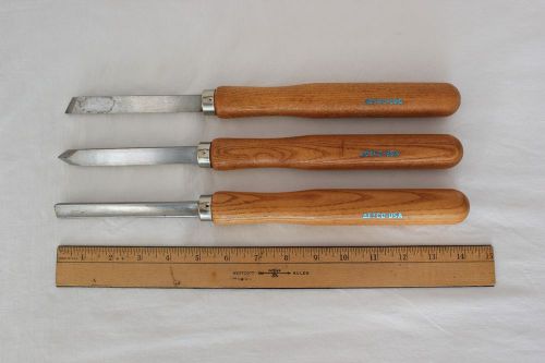 Wood Lathe 3 Piece 14&#034; Cutting Chisels Tools Skew Spear Point Gouge