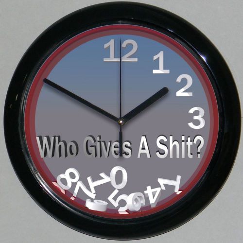 The &#034;Who Gives a S____?&#034;  Decorative 3D Text Wall Clock - Home or Office
