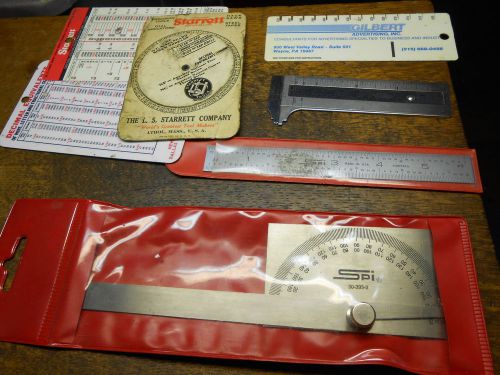 Spi - rectangular head machinist protractor and 6&#034; pocket scale- exec. caliper for sale