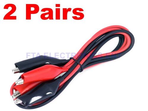 2 Pairs Dual Red &amp; Black Test Leads with Alligator Clips Jumper Cable 16GA Wire