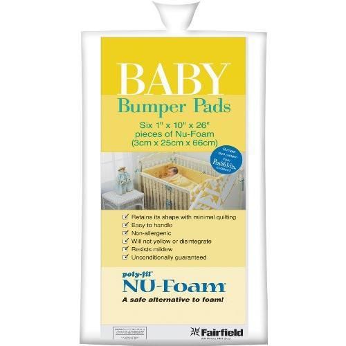 Fairfield nu-foam baby bumper pads, 1-inch by 10-inch by 26-inch, white, 6 new for sale