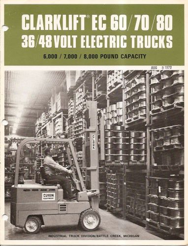 Fork Lift Truck Brochure - Clark - EC 60 70 80 36/48V Electric - 1970 (LT109)