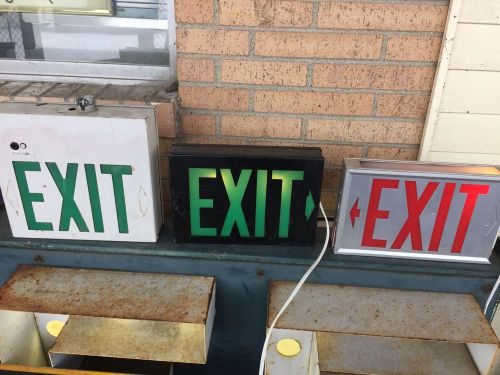 Lighted exit sign lot of 3 varies designs and years