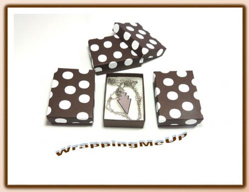 50 -3.25x2.25 Chocolate Polka Dot, Cotton-Lined Jewelry Presentation/Gift Boxes