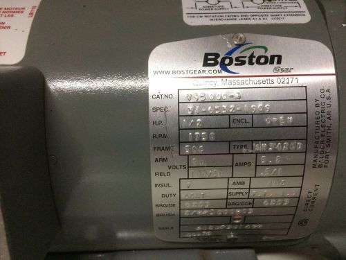 BOSTON GEAR ELECTRIC MOTOR V95000-B 56C 1/2 HP 90A/100/50F 1750 RPM