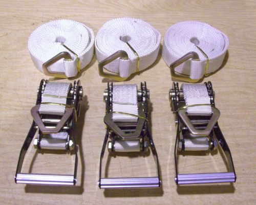 3 ratchet straps 1-3/4&#034; d ring 16&#039; flatbed truck trailer tie down farm cargo for sale