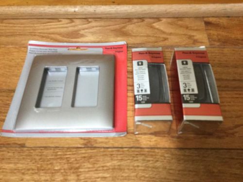 Pass &amp; Seymour Legrand Black 3 Way 15A 120V Lighted Switches + Wall Plate