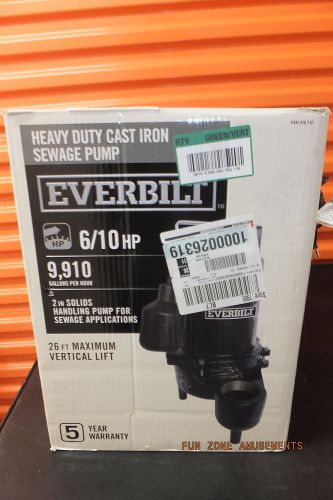 Everbilt ESE60W-HD 0.6 HP Heavy Duty Cast Iron Sewage Pump