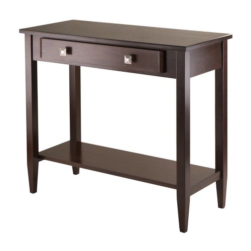 Coffee Side Table Console  Modern Espresso Wood ACCENT w STORAGE ENTRYWAY Foyer