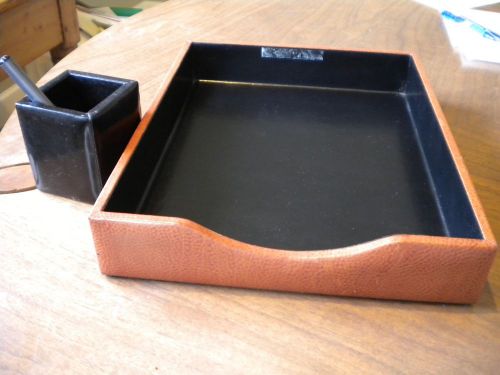 BOSCA CORRESPONDENT desk letter tray box &amp; PEN PENCIL
