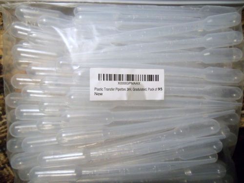 Pack of 95- plastic transfer pipettes graduated 3 ml- from bulk apothecary for sale