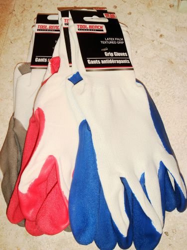 Work knit textured grip gloves latex palm coated a pair one size color choices for sale