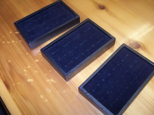 Lot of 3 Ring trays Black ^&#034; X 4&#034; holds 12 rings each Jewelry display