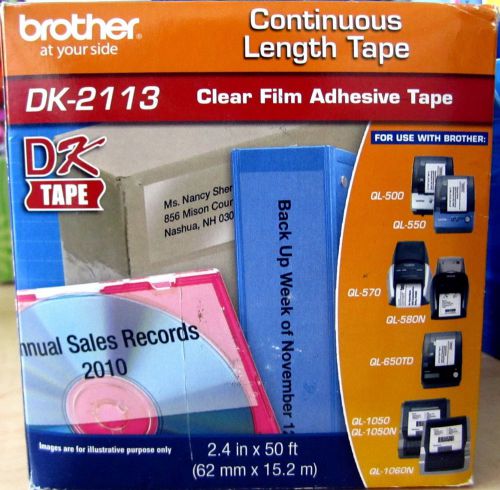 Brother DK-2113 Continuous 2.4 in x 50 ft Clear Film Adhesive Tape
