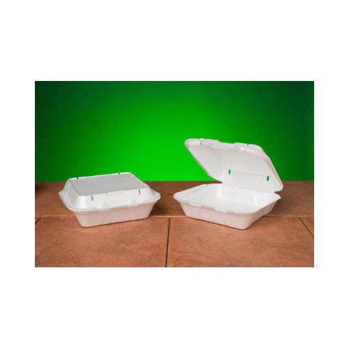 Genpak 8.25&#034; Snap-It Vented Foam Hinged Container in White