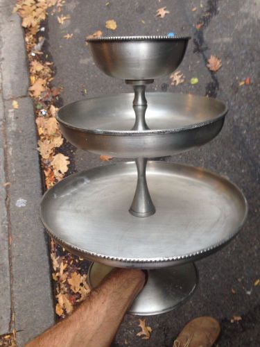 Vintage Pewter (?) Oyster / Seafood Towers.  Tiered.