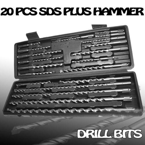 20pc SDS Plus Hammer Drill Bits Carbide Tip Flute Concrete Masonry Bricks Set