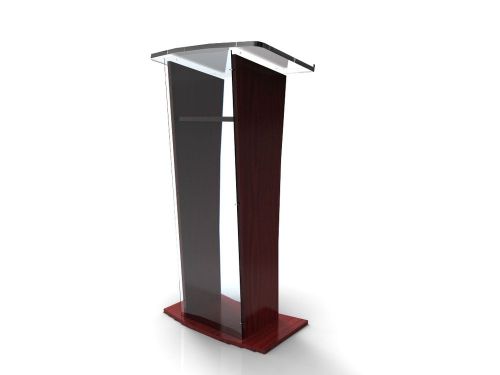 1803-5-ASSEMBLED Podium, Clear Ghost Acrylic w/Wood frame, Lectern,Pulpit 1803-5