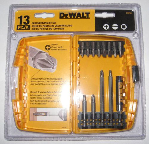 Dewalt New DW2160 13 Piece Hardened Steel Screwdriver Bit Set with Case