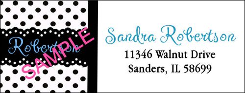 BLACK POLKA DOTS FAMILY NAME BACKGROUND #84 LASER RETURN ADDRESS LABELS