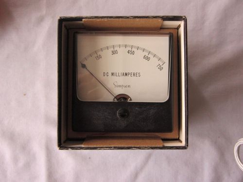 Simpson Panel Meter Model 1327 0-750 MA DC New Old Stock