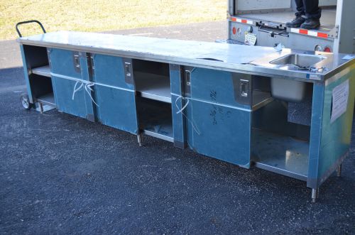10 FOOT STAINLESS STEEL PREP TABLE WITH SINK &amp; CABINET STORAGE