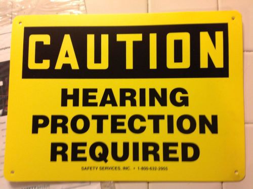 Caution Hearing Protection Required 14&#034;x10&#034; Plastic Sign.  Rock Band?