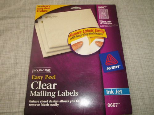 Avery Ink Jet Easy Peel Clear Mailing Labels 1/2&#034; x 1 3/4&#034; #8667