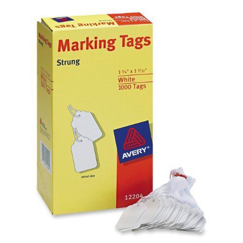 NEW Avery White Marking Tags Strung  1.75 x 1.093-Inches  Pack of 1000 (12204)