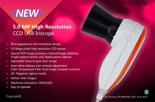 NEW 5M Pixels High Resolution USB Eye Iriscope,Iridology Iris camera+Software