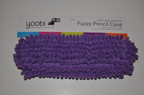 Yoobi Fuzzy Pencil Pouch Purple Zipper Pocket School Home Office Free Shipping