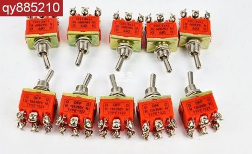 New 10pcs 6-Pin Toggle DPDT ON-OFF-ON Switch 15A 250V HA0