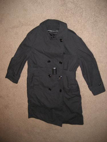US ARMY DSCP Women&#039;s Black All Weather Trench Coat &amp; Removeable Lining Size 12R
