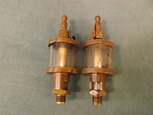2 Antique Essex Brass Core Hit Miss Gas Steam Engine Brass Cylinder Oiler (LP204