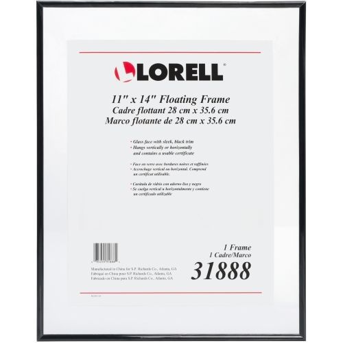 Lorell Floating Certificate Frame - Black - 11&#034;x14&#034; - LLR31888