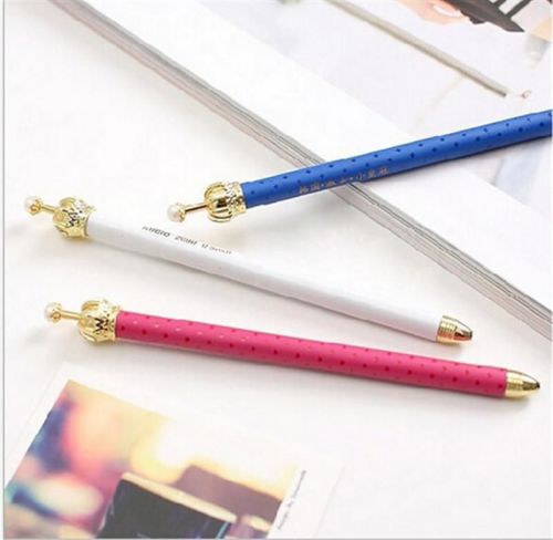 Valuable 10X Color Crown Blue Ink Elegant Cute Pearl Gel Pen Office Supply BBCA
