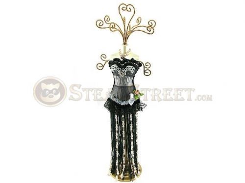 15 inch high black and grey fringed dress jewelry display/holder for sale