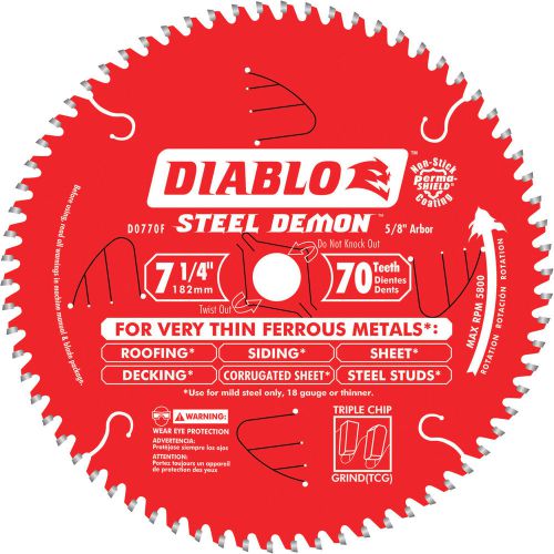 Diablo Steel Demon Ferrous Cutting Saw Blade -7 1/4in x 70T, # D0770F