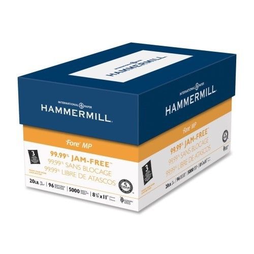Jam-Free Fore DP Paper, 20Lb, 3-Hole, 8-1/2&#034;x11&#034;, 96 GE/112 ISO, 10/CT, WE