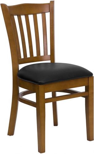 Restaurant Cherry Wood Dining Chairs, thick black padded seats commercial only