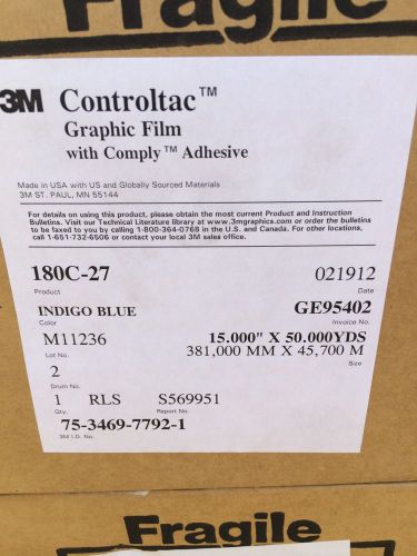 3M CONTROLTAC GRAPHIC FILM WITH COMPLY ADHESIVE - INDIGO BLUE - ****NEW****