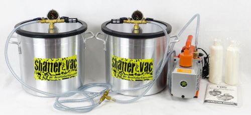 Two 5 gl shattervac chambers &amp; 9cfm 2 stage tandem kit, degassing and extracts for sale