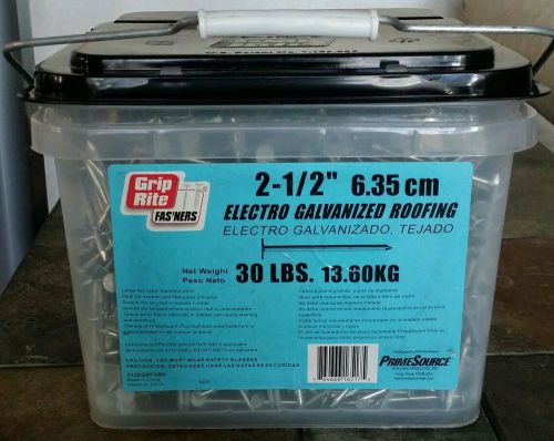 30lbs Grip Rite FAS&#039;NERS 2.5&#034; Electro Galvanized Roofing Nails NEW Original Box